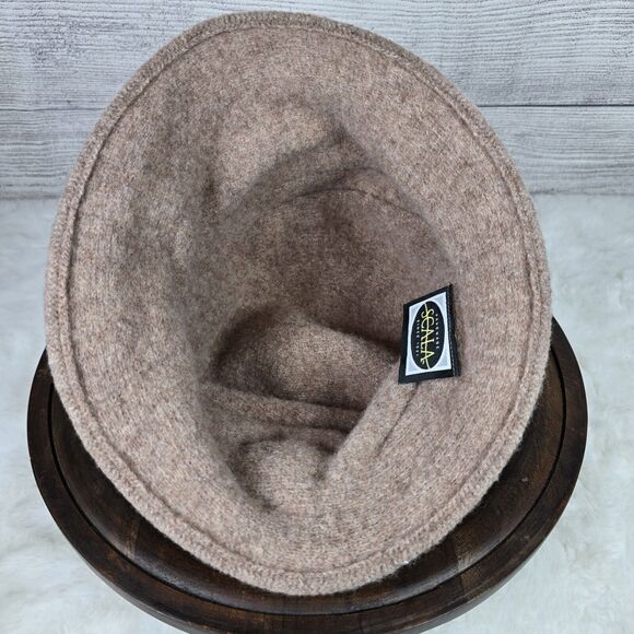 Scala Handmade Women's Knit Stacked Hat Tan Size OS 100% Wool Rose - Picture 6 of 8